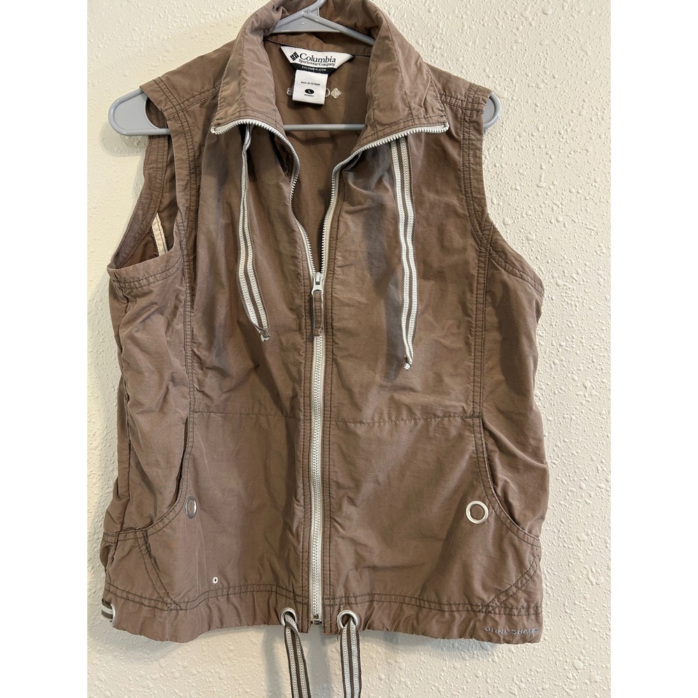 Columbia Omni-Shade Women Brown Zip Vest WL1398 Cotton Nylon Blend L Gorpcore - Picture 2 of 5